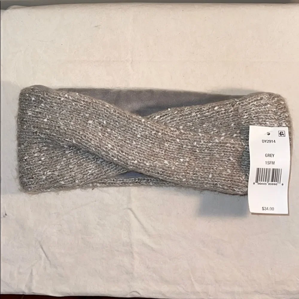 NWT DKNY grey winter fleece lined headband